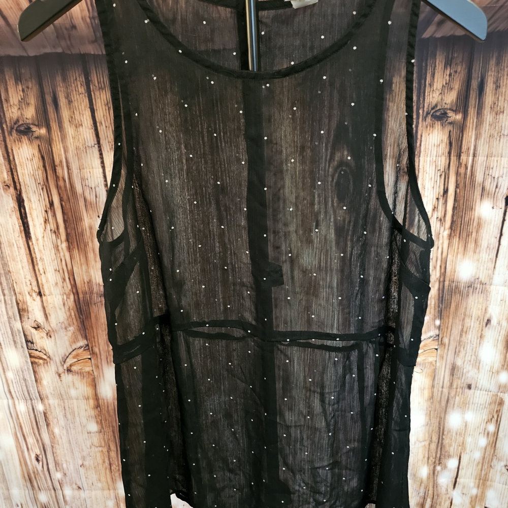 Old Navy Black Sheer Sleeveless Top with Dots